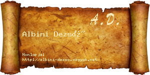 Albini Dezső névjegykártya
